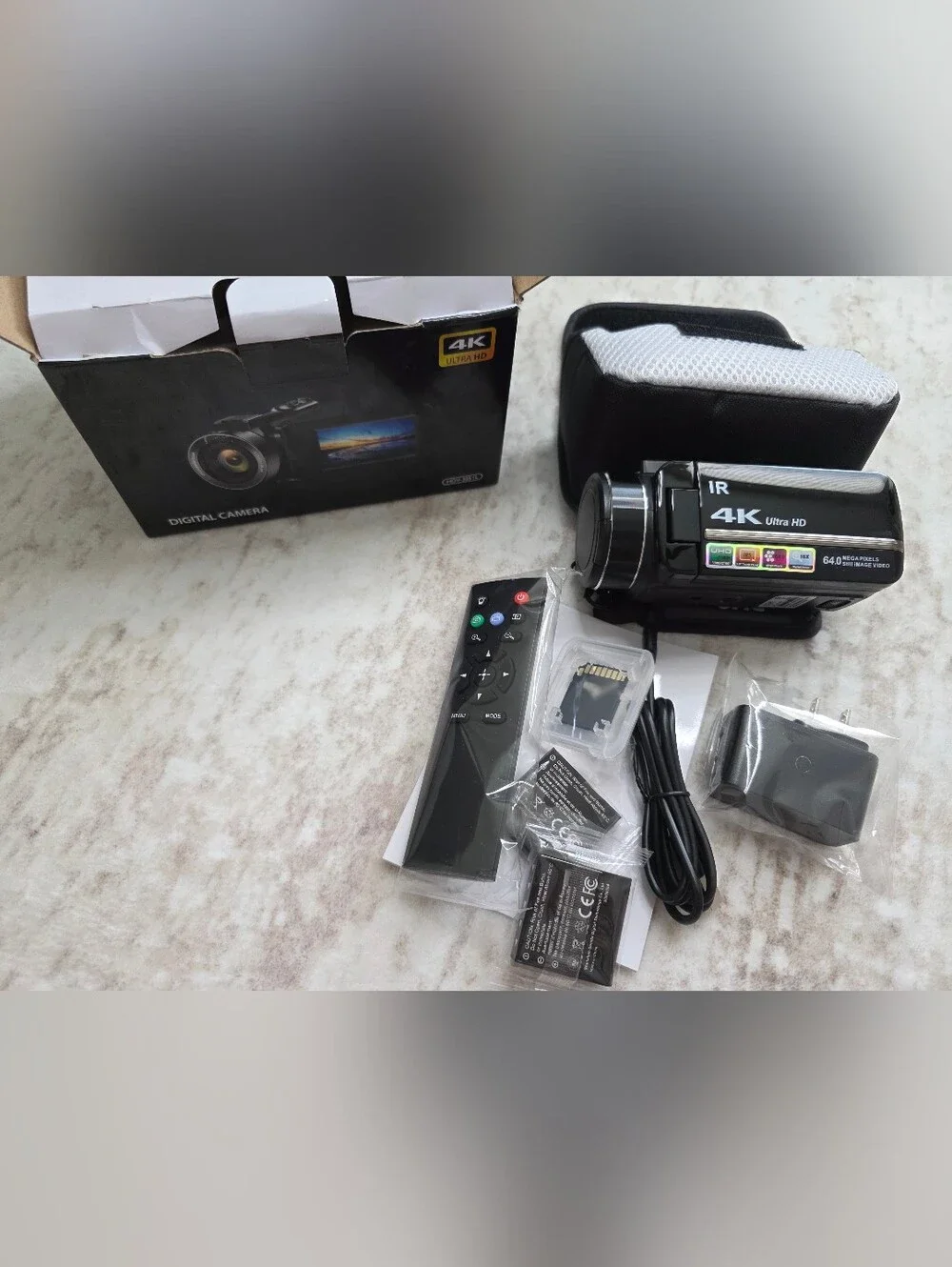 4K Ultra HD Black Camcorder with Accessories